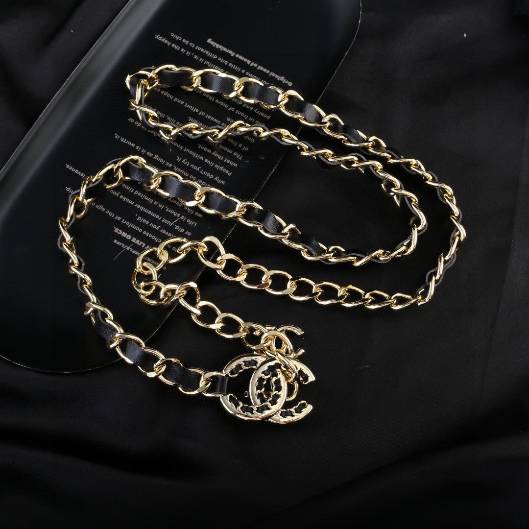 CHANEL 25S CHAIN BELT IN BLACK CALFSKIN 612710