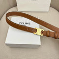 CELINE 25S TRIOMPHE 25MM BELT IN CARAMEL CALFSKIN GLOD HARDWARE