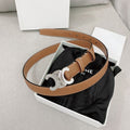 CELINE 25S TRIOMPHE BELT 25MM IN BROWN CALFSKIN SILVER HARDWARE 580678