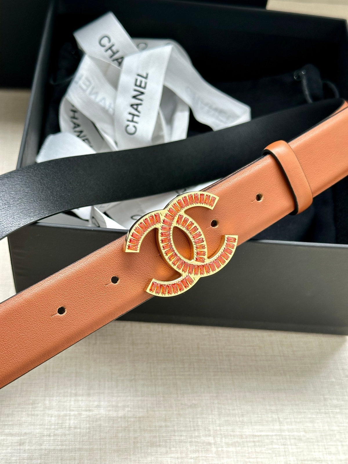 CHANEL 25S BELT 30 MM IN BROWN CALFSKIN 616969