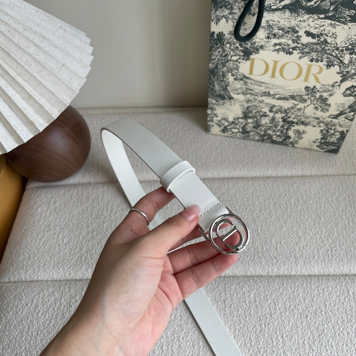 DIOR 25S BELT 25 MM IN WHITE CALFSKIN 572159