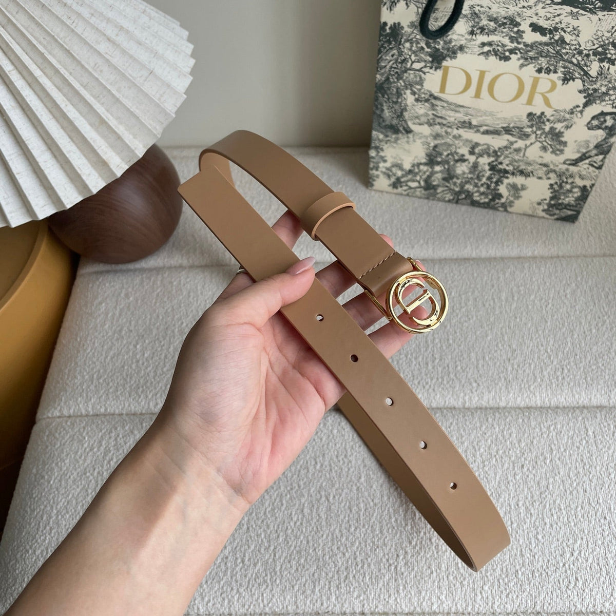 DIOR 25S BELT 25 MM IN LIGHT BROWN CALFSKIN 572164