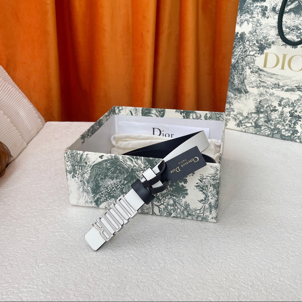 DIOR 25S BELT 20 MM IN WHITE CALFSKIN 562037