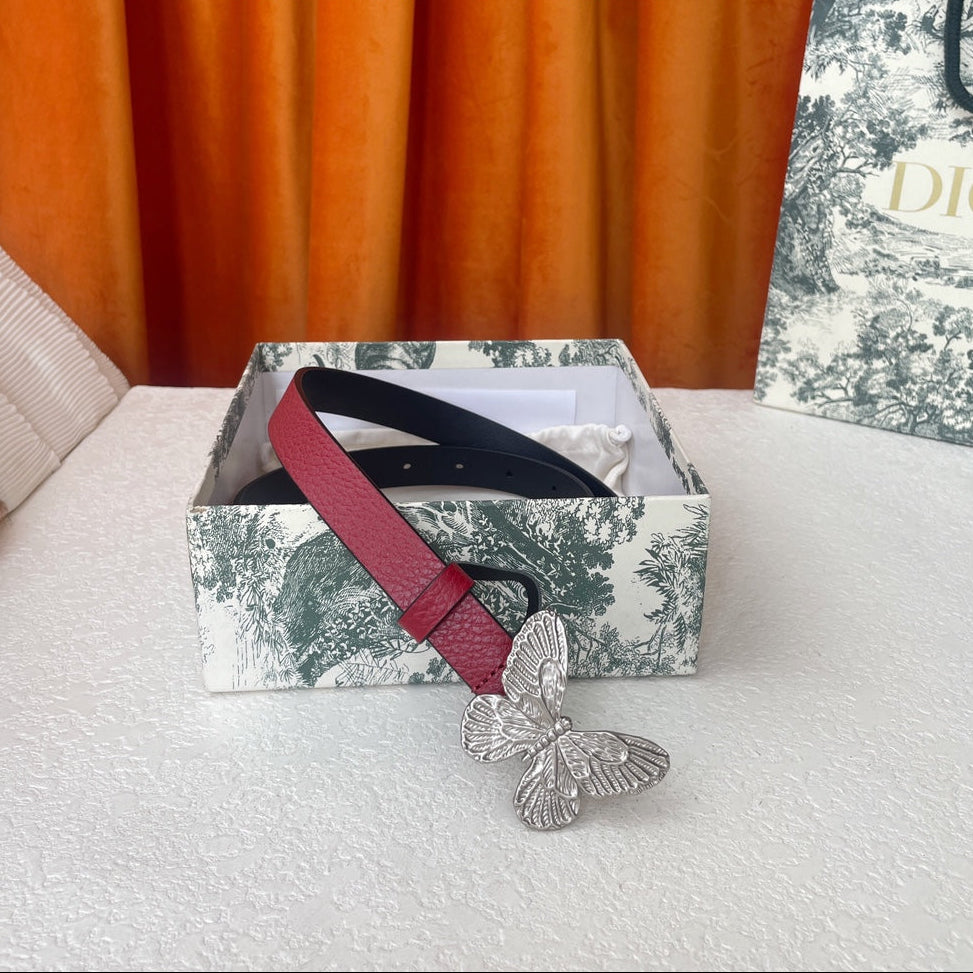 DIOR 25S BELT 20 MM IN RED CALFSKIN 567927