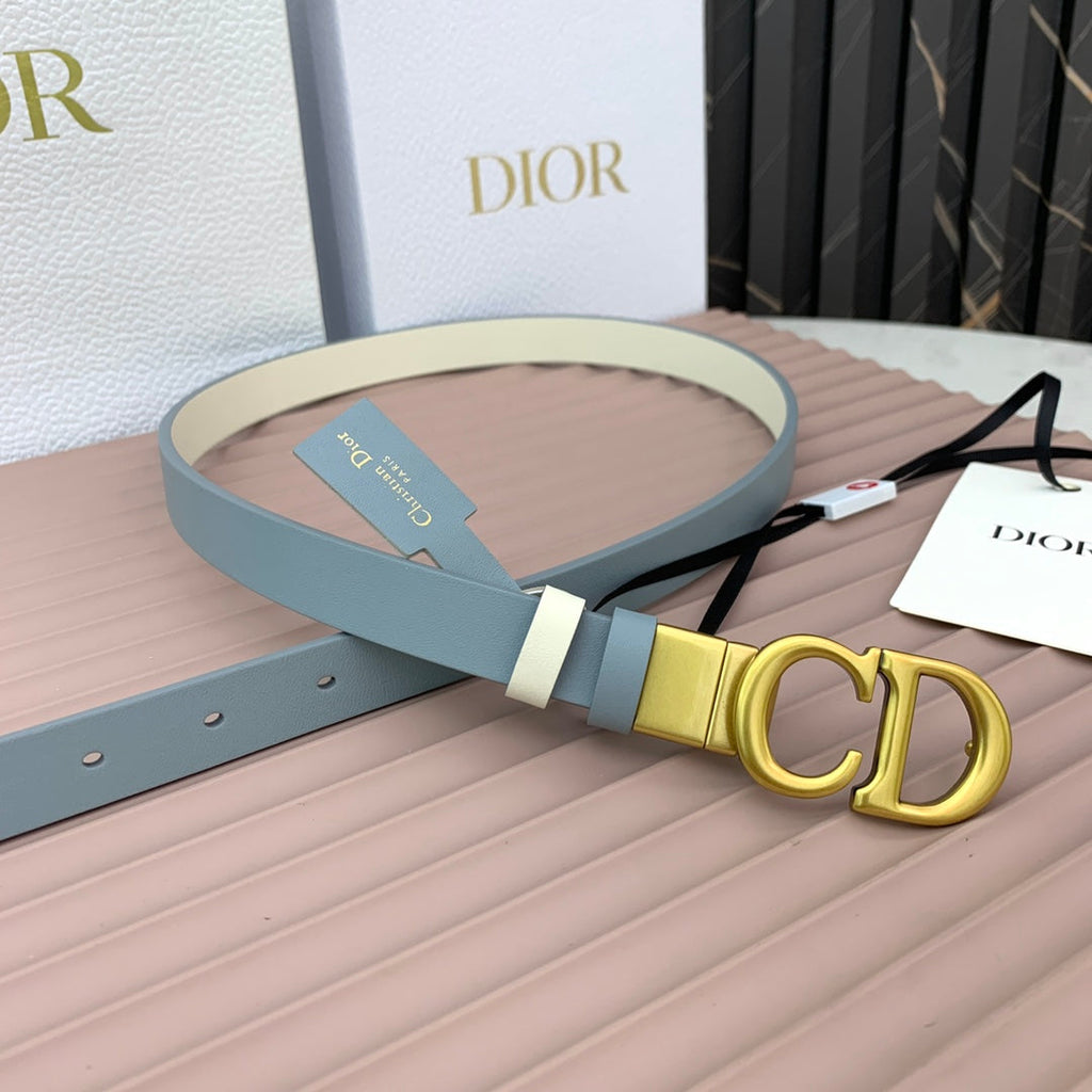 DIOR 25S BELT 20 MM IN STEEL BLUE CALFSKIN 568720
