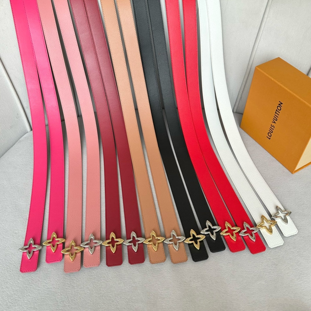 LOUIS VUITTON LV  MINI FLOWERGRAM 30MM REVERSIBLE BELT IN BRIGHT PINK CALFSKIN GOLD HARDWARE