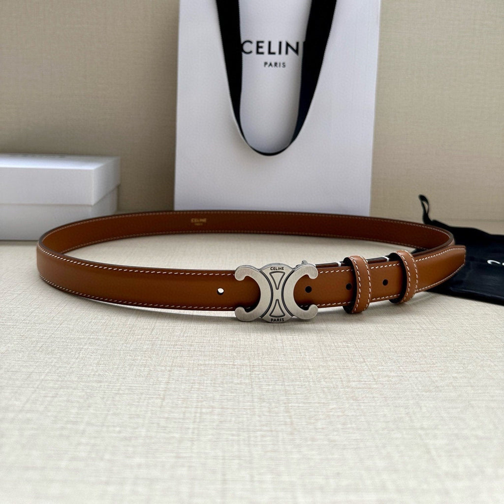 CELINE 25S BELT TRIOMPHE TAURILLON 25MM IN CARAMEL CALFSKIN 557499